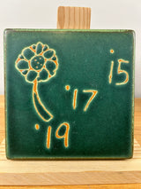 Motawi Tileworks Art Pottery Green Flower Factory Test Tile 6X6