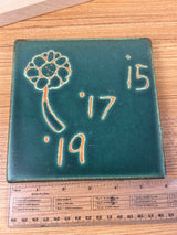 Motawi Tileworks Art Pottery Green Flower Factory Test Tile 6X6