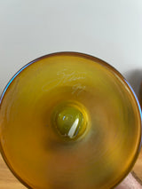 Strini Studio Art Glass Signed Jack in Pulpit Vase Iridescent Gold Red 14"