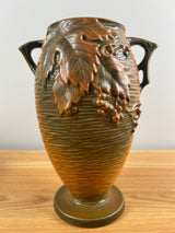 Roseville Art Pottery Russet Bushberry Leaf & Berry Double Handle Vase 35-9”
