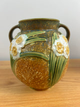 Vintage 1931 Roseville Jonquil Art and Crafts Brown Pottery Ceramic Vase 6.25"
