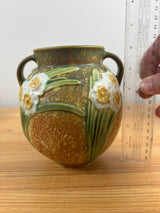 Vintage 1931 Roseville Jonquil Art and Crafts Brown Pottery Ceramic Vase 6.25"