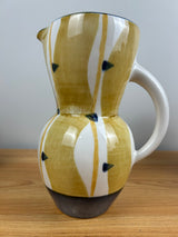 Mallory California Hand Painted Handcrafted Ceramic Pitcher Vase Blue Gold 10”H