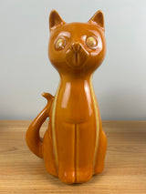 Hull Pottery Vintage MCM #809 Large Sitting Cat Vase In Orange & Yellow