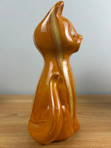 Hull Pottery Vintage MCM #809 Large Sitting Cat Vase In Orange & Yellow