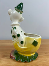 Royal Copley Vintage Clown Planter - Yellow And Green Kitschy