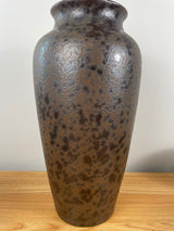 Harris Potteries Chicago IL Tall Brown Mottled Glaze Art Pottery Floor Vase 15.5" Tall