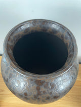 Harris Potteries Chicago IL Tall Brown Mottled Glaze Art Pottery Floor Vase 15.5" Tall