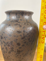 Harris Potteries Chicago IL Tall Brown Mottled Glaze Art Pottery Floor Vase 15.5" Tall