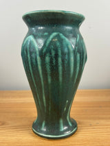 Pewabic Detroit Green Mottled Glaze Broad Leaf Cabinet Vase 6.5" Tall
