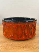 Mount Clemens Pottery 1968 Red MCM Mottled Red Glaze Bowl Black Interior
