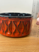 Mount Clemens Pottery 1968 Red MCM Mottled Red Glaze Bowl Black Interior