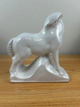 Art Deco Frankoma White Trojan Horse Art Pottery Bookend Gloss Finish 6.5""x6