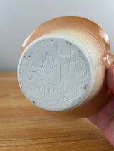 Dryden Originals Vintage Art Pottery Mottled Brown Twist Handle Basket