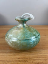 Kent Follett Art Pottery Signed 4" Oil Vase Crystaline Glaze Blue Brown