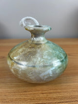 Kent Follett Art Pottery Signed 4" Oil Vase Crystaline Glaze Blue Brown
