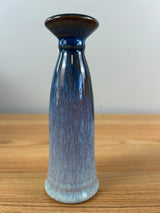 Bill Campbell Art Pottery Bud Vase 6 1/2 in T Blue & Purple Drip Glaze Signed