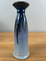 Bill Campbell Art Pottery Bud Vase 6 1/2 in T Blue & Purple Drip Glaze Signed