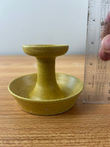 Pigeon Forge Pottery Yellow Mottled Glaze Pedestal Vase With Dish 3" Tall