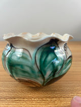 Herman A Kahler 1846-1917 Danish Art Nouveau Pottery Rim Vase Signed Danmark 3.75"