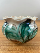 Herman A Kahler 1846-1917 Danish Art Nouveau Pottery Rim Vase Signed Danmark 3.75"