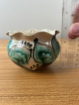 Herman A Kahler 1846-1917 Danish Art Nouveau Pottery Rim Vase Signed Danmark 3.75"