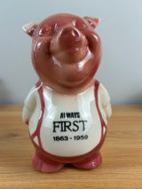 Royal Copley 1950's Vintage Art Pottery Piggy Bank "Always First 1863-1959"