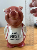 Royal Copley 1950's Vintage Art Pottery Piggy Bank "Always First 1863-1959"