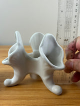 VAN BRIGGLE POTTERY TRIPLE CORNUCOPIA VASE CANDLE HOLDER WHITE