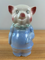 Royal Copely Art Pottery 6" Ceramic Blue Figural Pig Piggy Bank