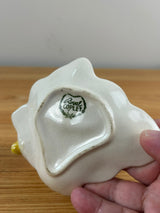 Royal Copley Vtg Yellow Bird On Pink Lavender Leaf Trinket Vanity Dresser Dish