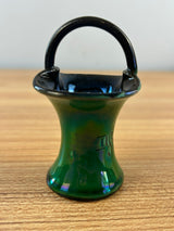 CH Brannam Barnstaple Iridescent Green Art Pottery Basket