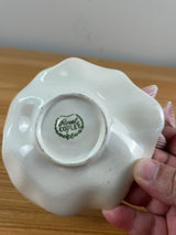 Royal Copley Vtg Pink Bird On Blue Pink Leaf Trinket Vanity Dresser Dish