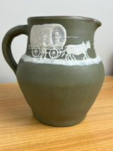 PISGAH FOREST CAMEO POTTERY PITCHER GREEN GLAZE ART POTTERY 1950