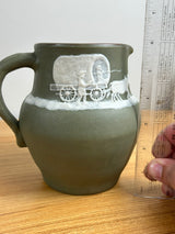PISGAH FOREST CAMEO POTTERY PITCHER GREEN GLAZE ART POTTERY 1950