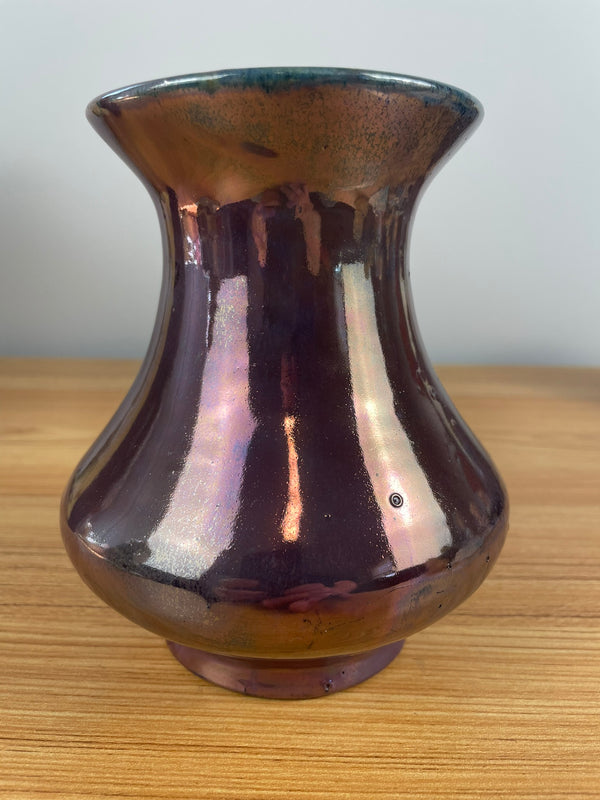 Pewabic Pottery 1920s Purple Iridescent Glaze Flared Rim Vase