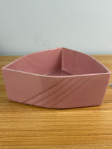 Cookson Pottery 25A USA Triangle Art Deco Bowl Planter Pink 9x3