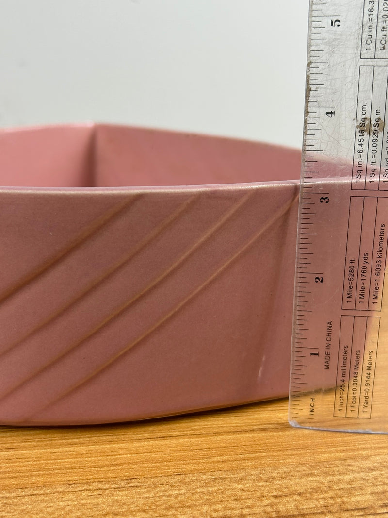 Cookson Pottery 25A USA Triangle Art Deco Bowl Planter Pink 9x3