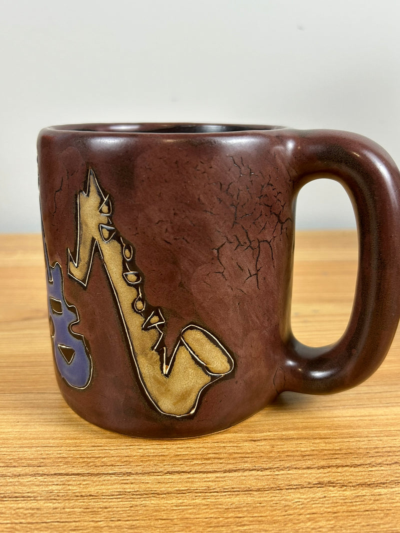Jazz Music Instruments Saxophone Guitar Drums Mara Mexico Coffee Mug Cup 16 oz.