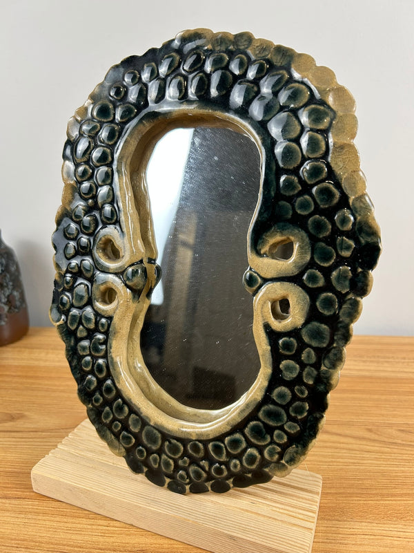 John Glick Plum Tree Pottery Mid Century Modern Hanging Wall Mirror