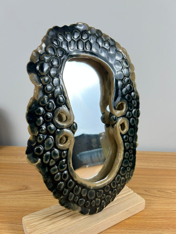 John Glick Plum Tree Pottery Mid Century Modern Hanging Wall Mirror