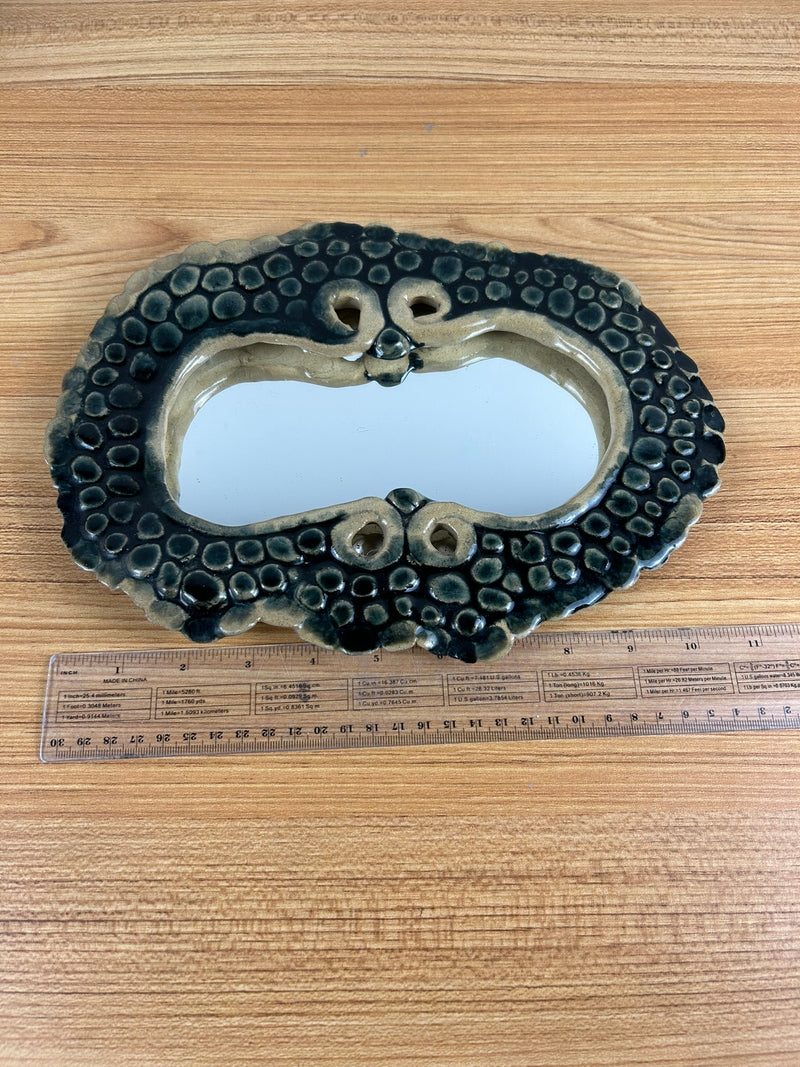 John Glick Plum Tree Pottery Mid Century Modern Hanging Wall Mirror