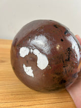 John Glick & George Ohr Style Brown Crushed Rim Fluted Studio Pottery Vase