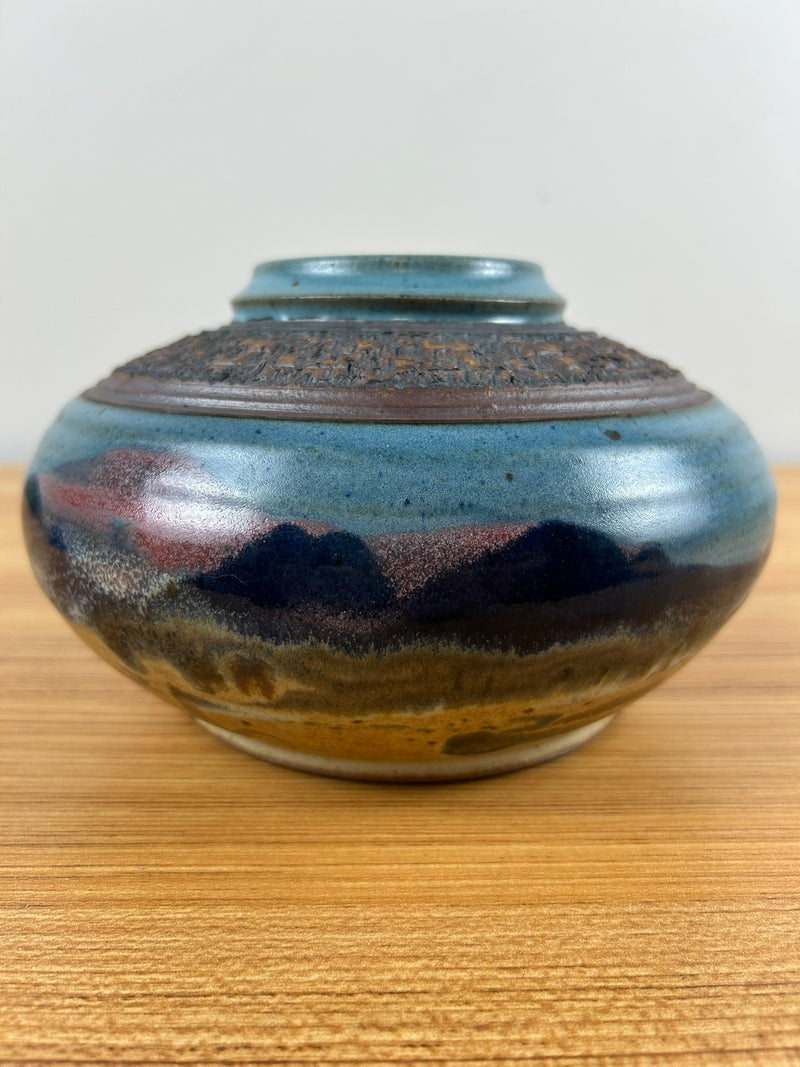 Carl Sheehan Fine Handcrafted Bozeman Landscape Stoneware Vase
