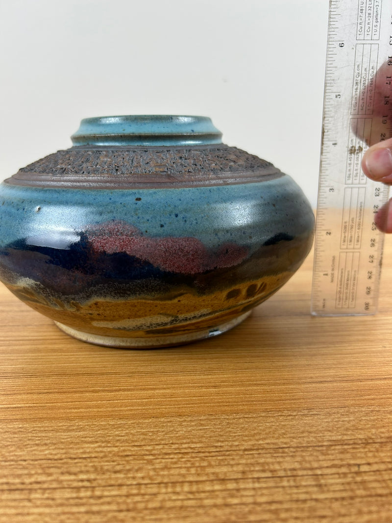 Carl Sheehan Fine Handcrafted Bozeman Landscape Stoneware Vase