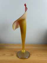 Strini Studio Art Glass Signed Jack in Pulpit Vase Iridescent Gold Red 14"
