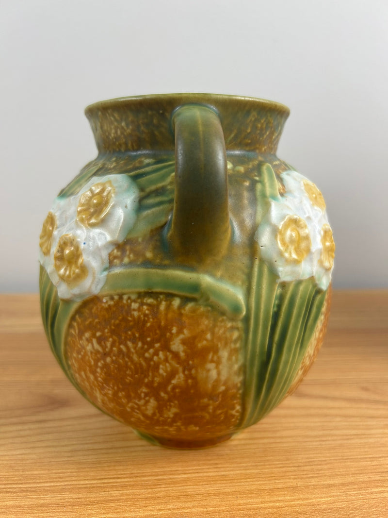 Vintage 1931 Roseville Jonquil Art and Crafts Brown Pottery Ceramic Vase 6.25"