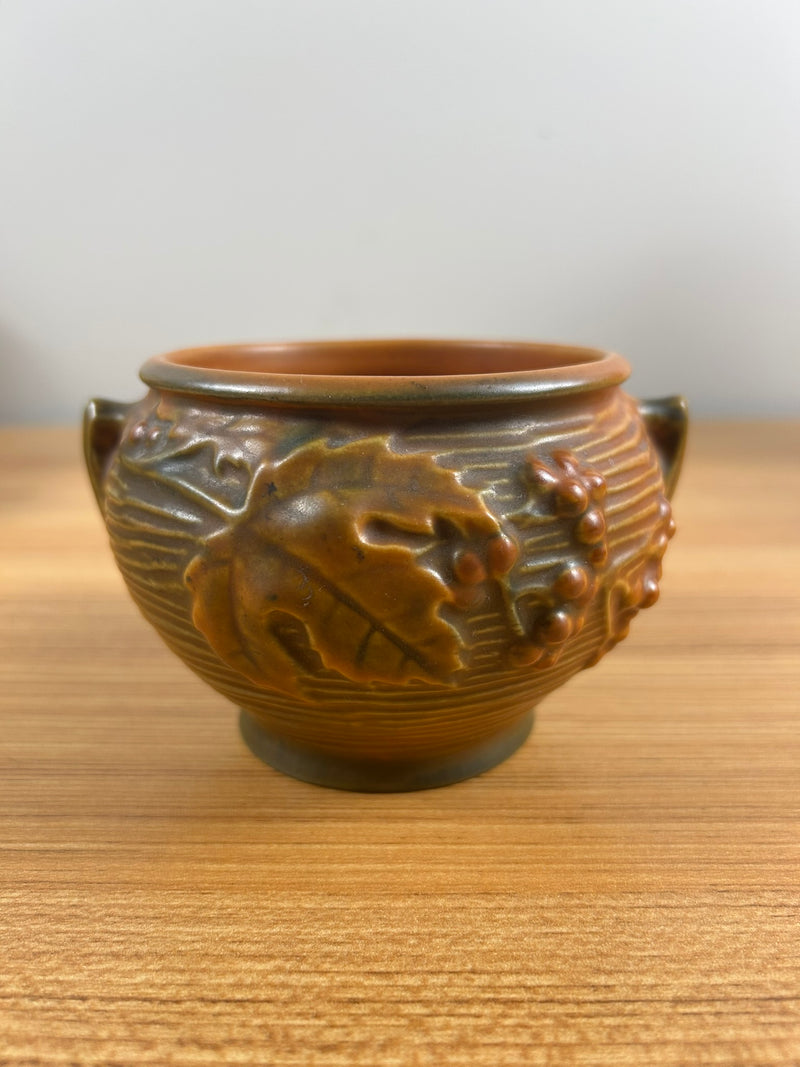 Vintage Roseville Pottery Orange/Green Floral BUSHBERRY Vase 657 - 3” Excellent