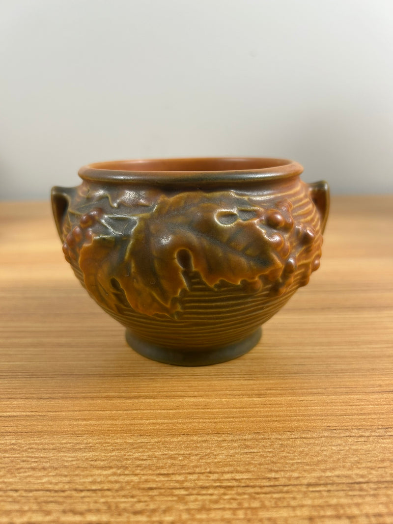 Vintage Roseville Pottery Orange/Green Floral BUSHBERRY Vase 657 - 3” Excellent