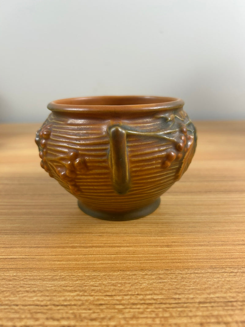 Vintage Roseville Pottery Orange/Green Floral BUSHBERRY Vase 657 - 3” Excellent